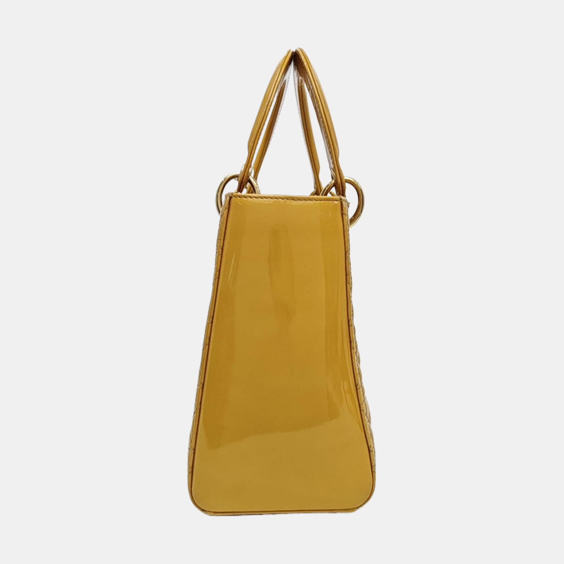 Lady Dior Medium Cannage Patent Leather Yellow