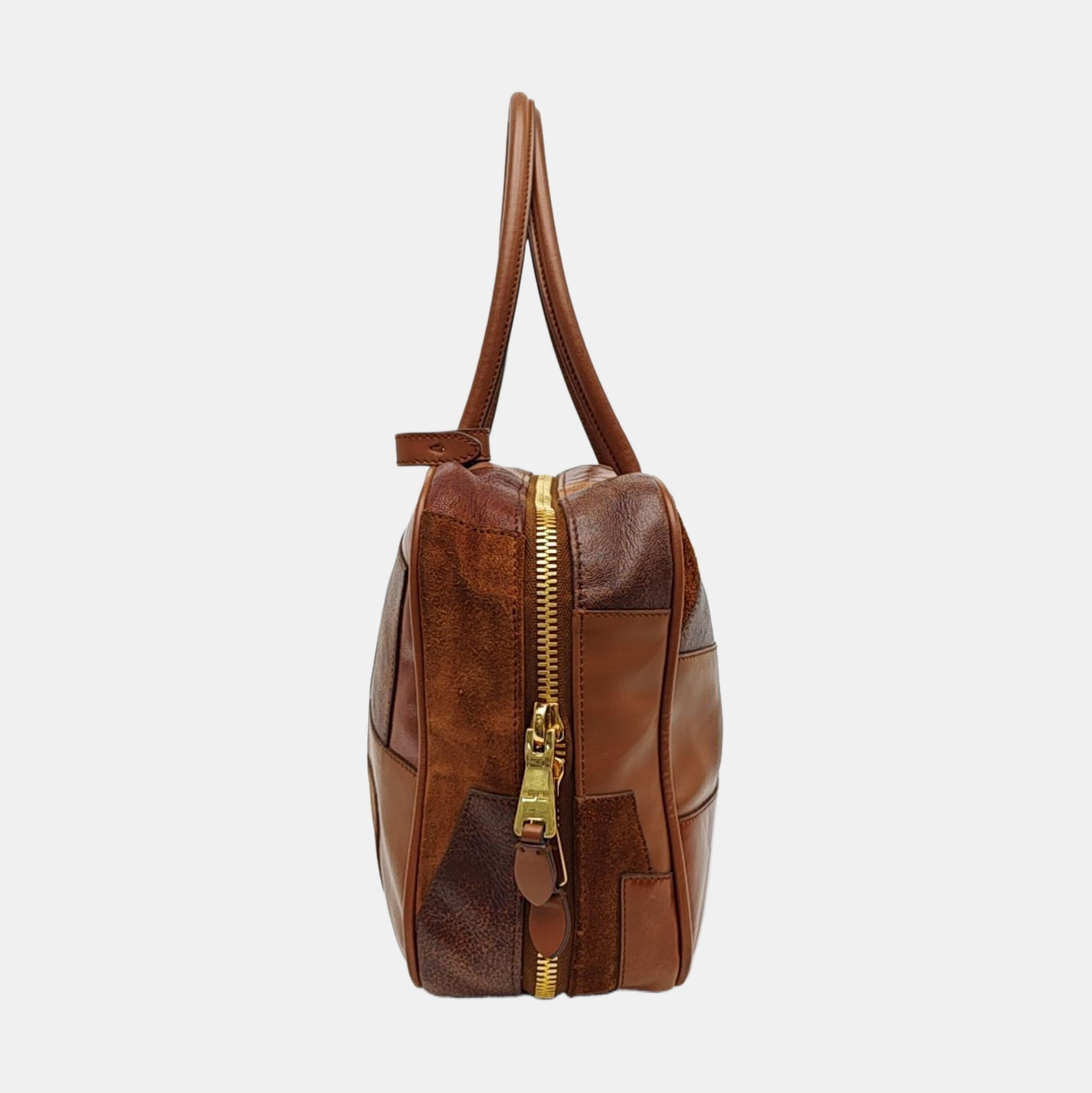 Calfskin Top Handle Bag Brown