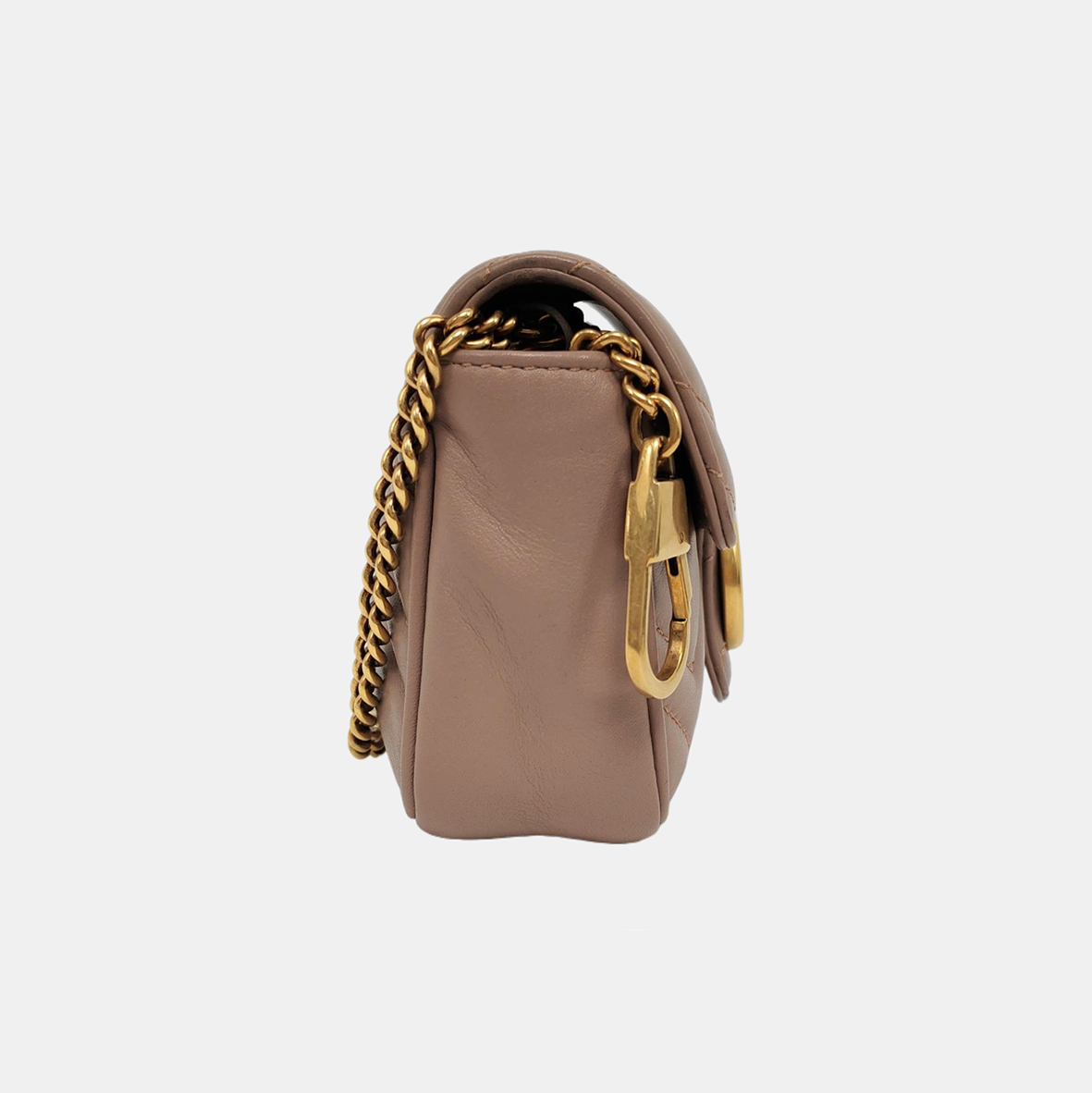 Authenticated pre-owned  GG Marmont Mini Quilted Calfskin Beige - Shoulder Bag at Looply