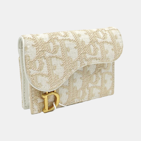 Saddle Mini Oblique Canvas White Card Holder