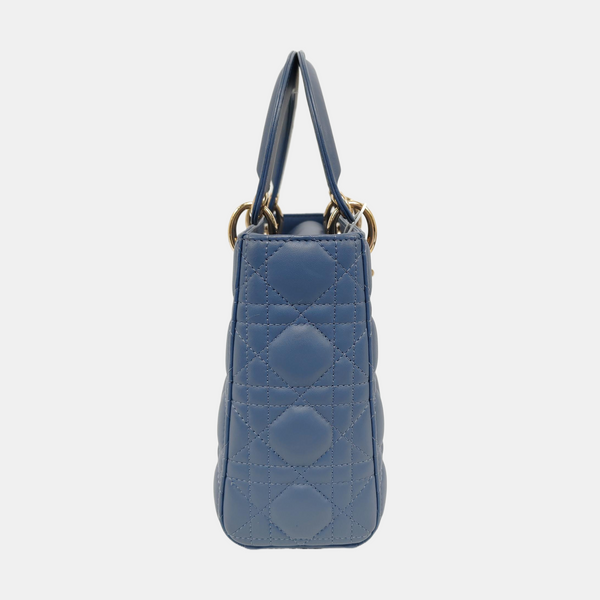 Lady Dior Small Cannage Lambskin Blue