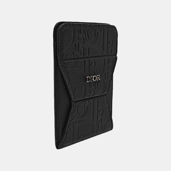 Oblique Calfskin Card Holder Black