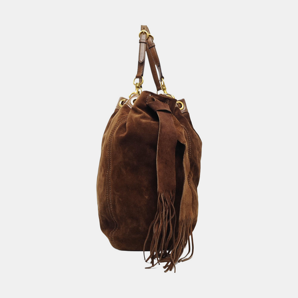 Suede Bucket Bag Brown