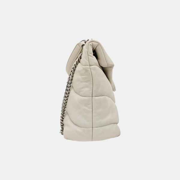 PUFFER Medium Quilted Lambskin White