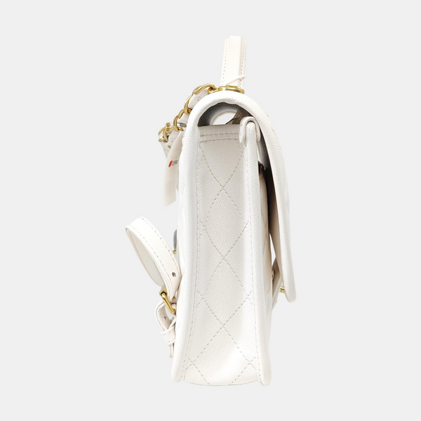 Quilted Calfskin Backpack White