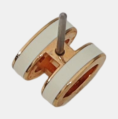 Pop H Metal White Stud Earrings