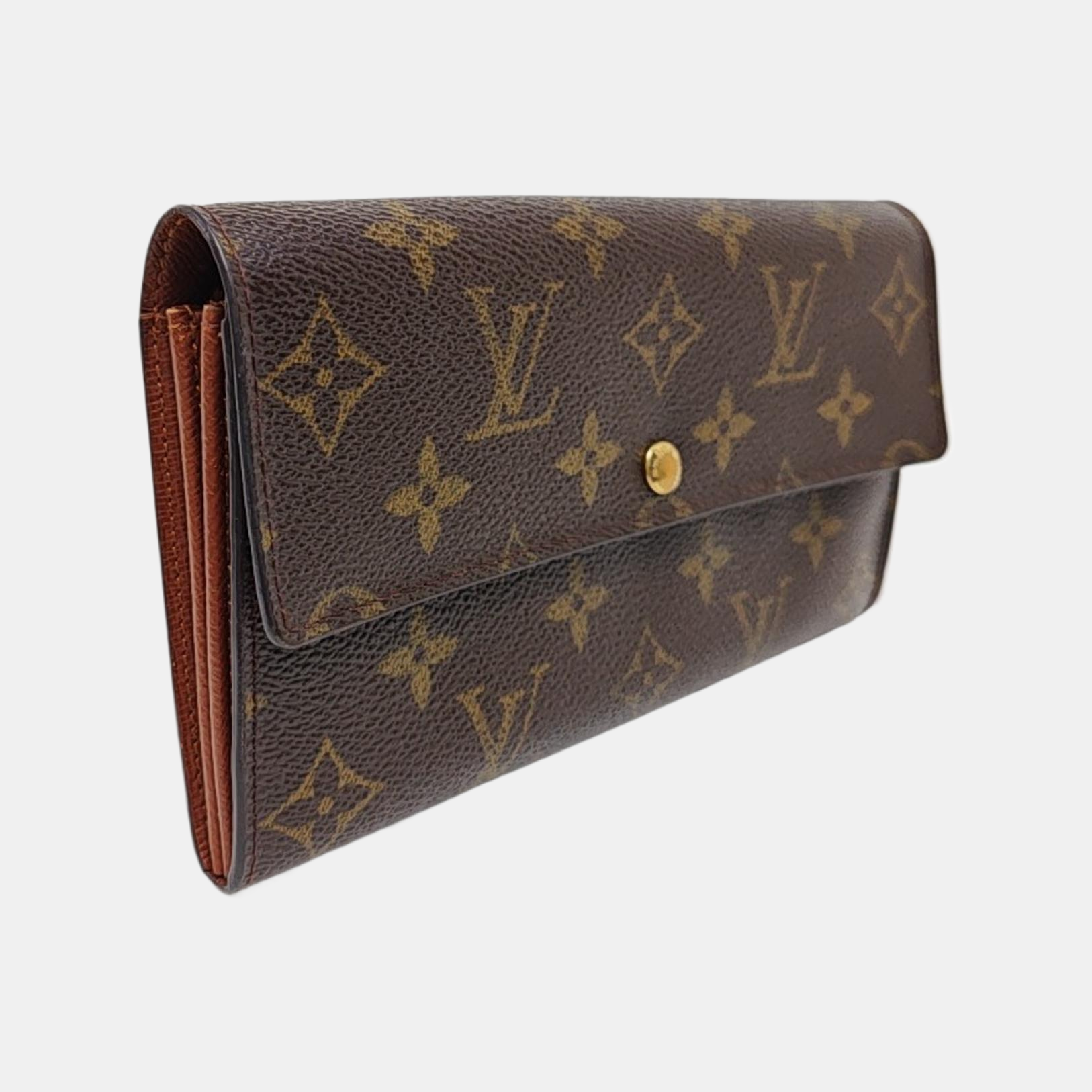 PORTE MONNAIE Monogram Coated Canvas Brown Wallet