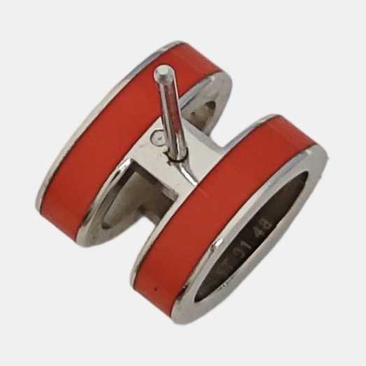 Pop H Metal Silver Stud Earrings
