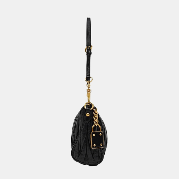 Quilted Lambskin Shoulder Bag Black