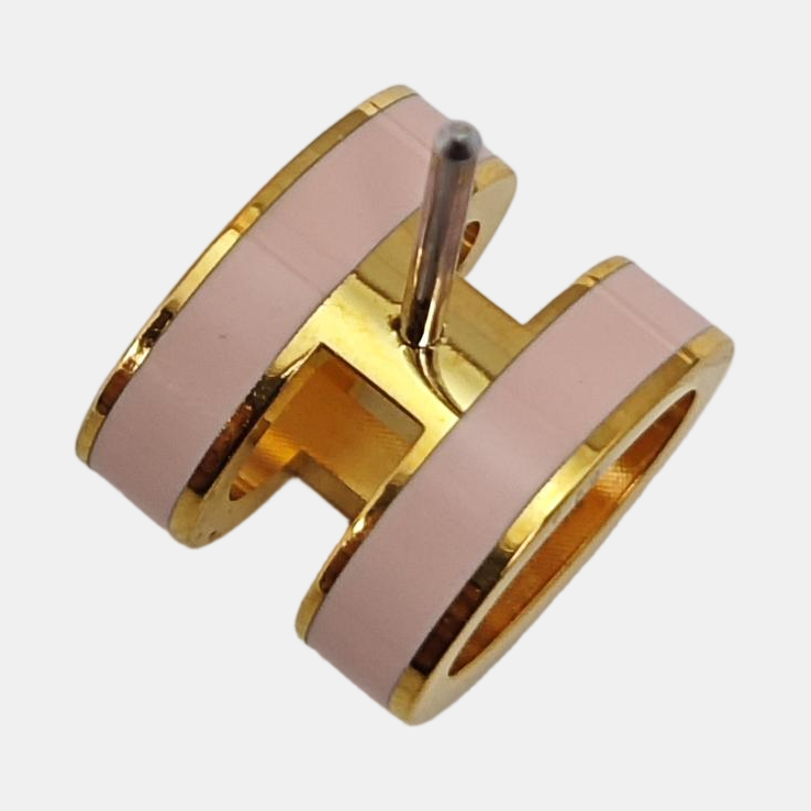 Pop H Metal Gold Stud Earrings