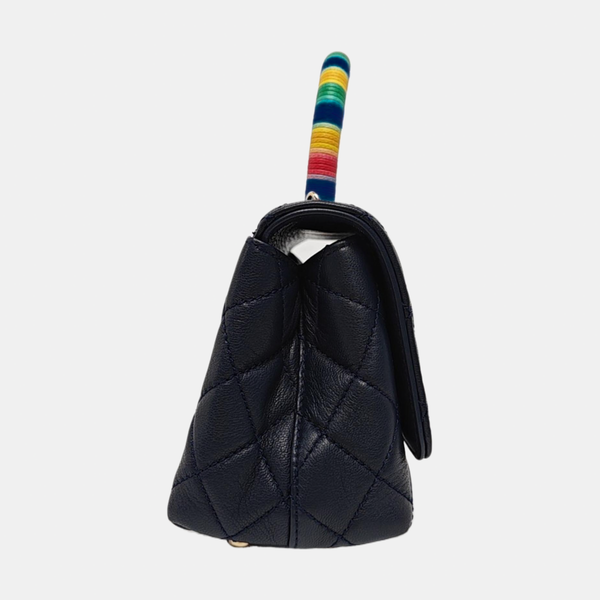 COCO HANDLE Mini Quilted Lambskin Blue