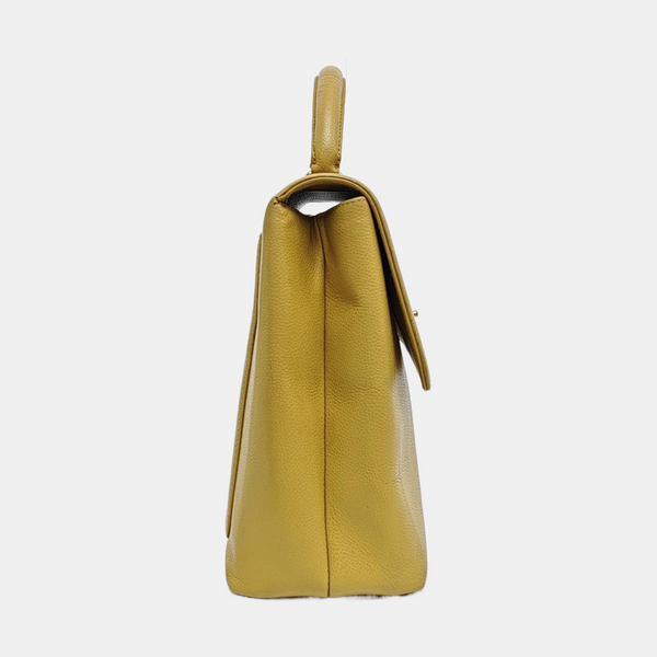 Quilted Calfskin Top Handle Bag Yellow
