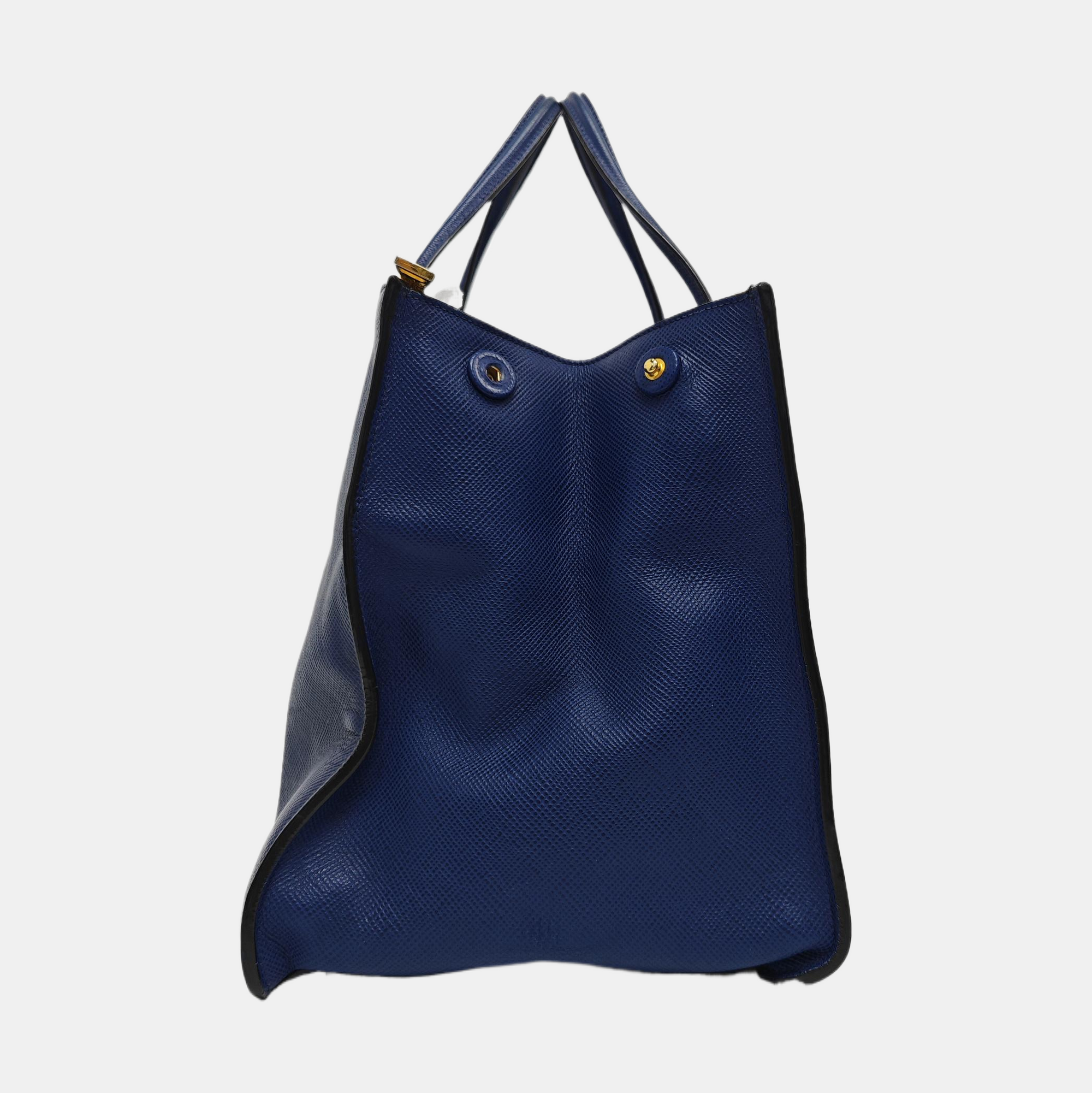 Galleria Large Saffiano Calfskin Blue