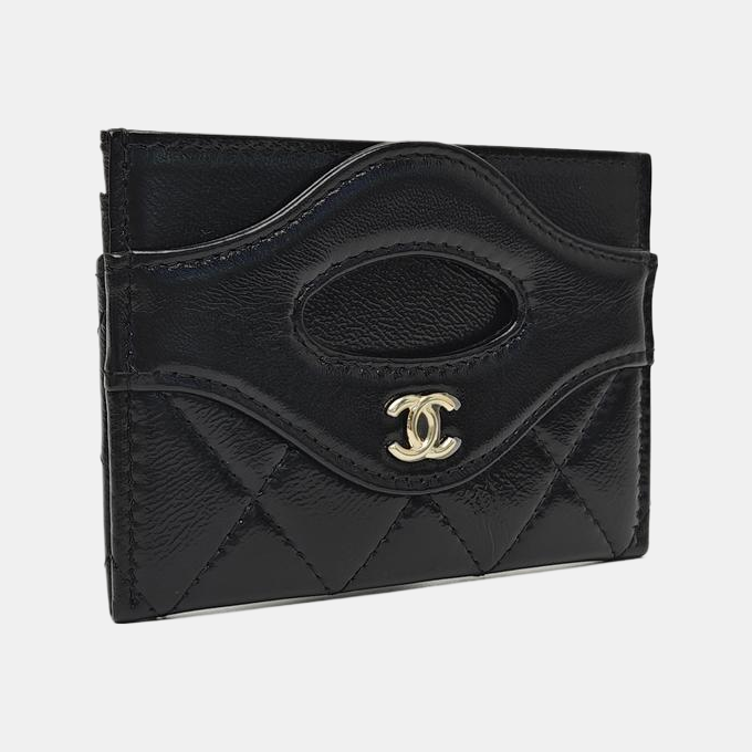 CHANEL 31 Quilted Lambskin Black Card Holder