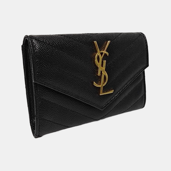 MONOGRAM Small Chevron Calfskin Black Card Holder