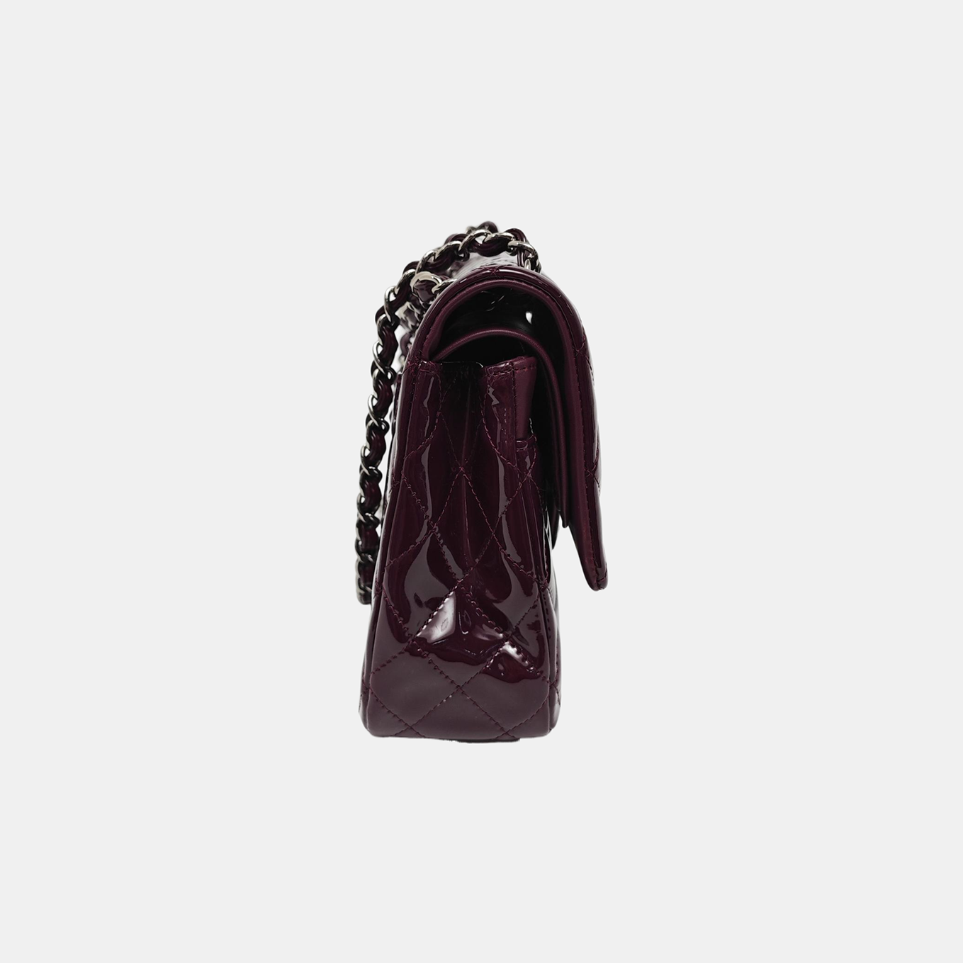 Authenticated pre-owned  CLASSIC FLAP Medium Patent Calfskin Purple - Shoulder Bag at Looply