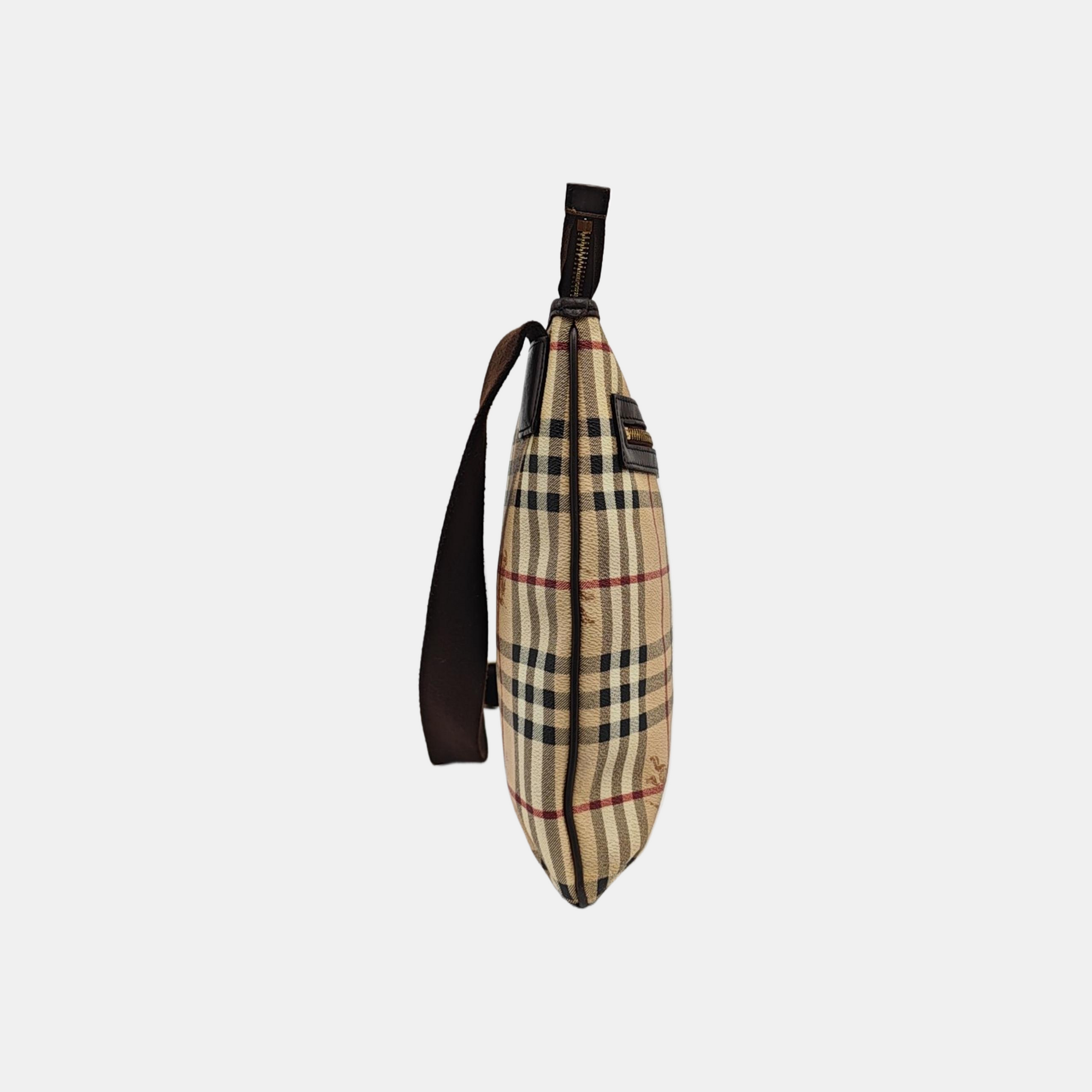 Coated Canvas Crossbody Bag Brown
