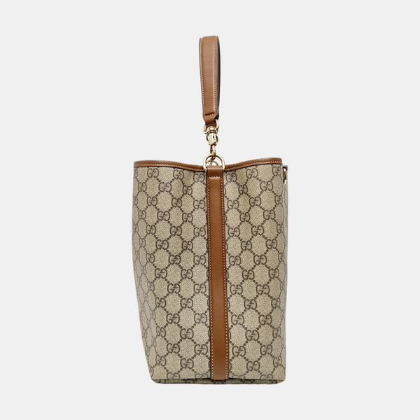 GG Emblem Medium Monogram Coated Canvas Beige