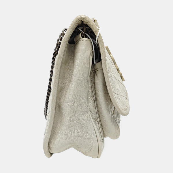 NIKI Small Chevron Calfskin White