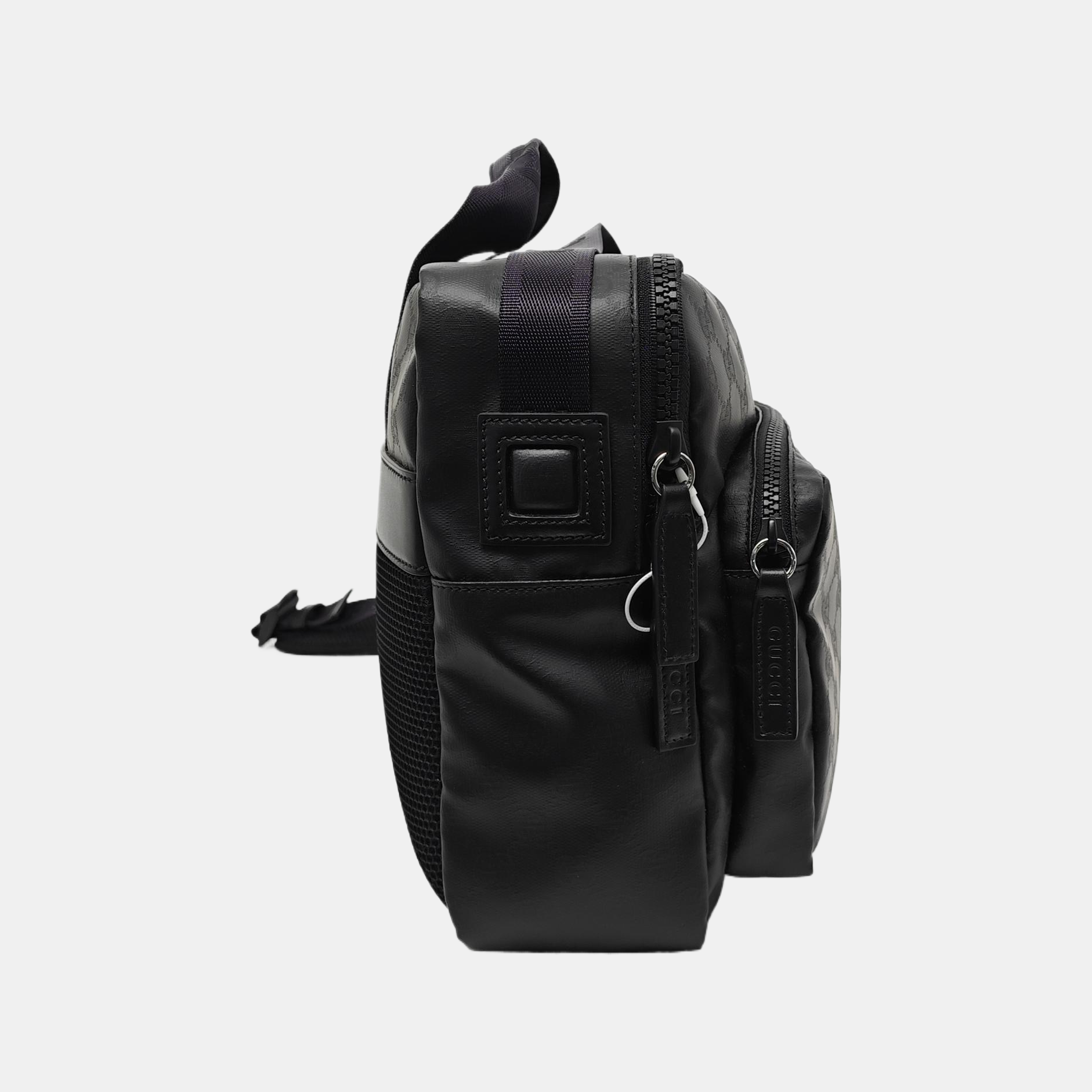Monogram Coated Canvas Shoulder Bag Black