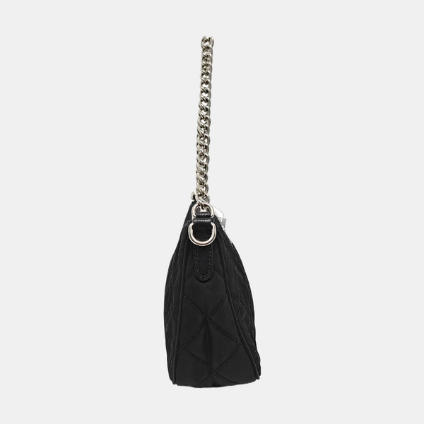 Quilted Nylon Shoulder Bag Black