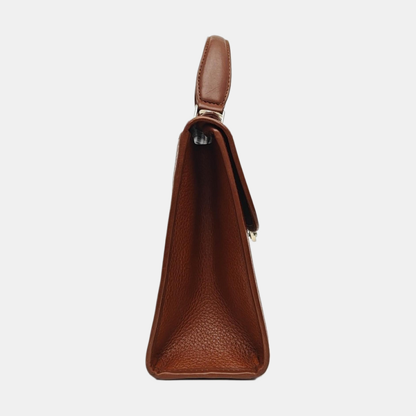 Calfskin Top Handle Bag Brown