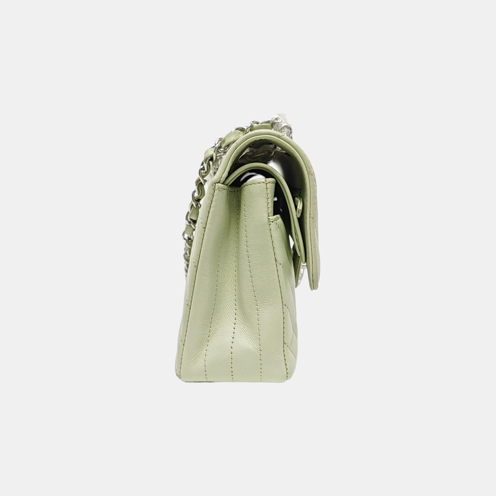CLASSIC FLAP Small Chevron Calfskin Green