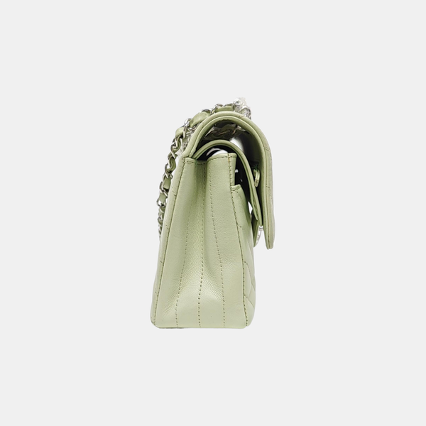 CLASSIC FLAP Small Chevron Calfskin Green