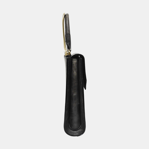 Leather Top Handle Bag Black