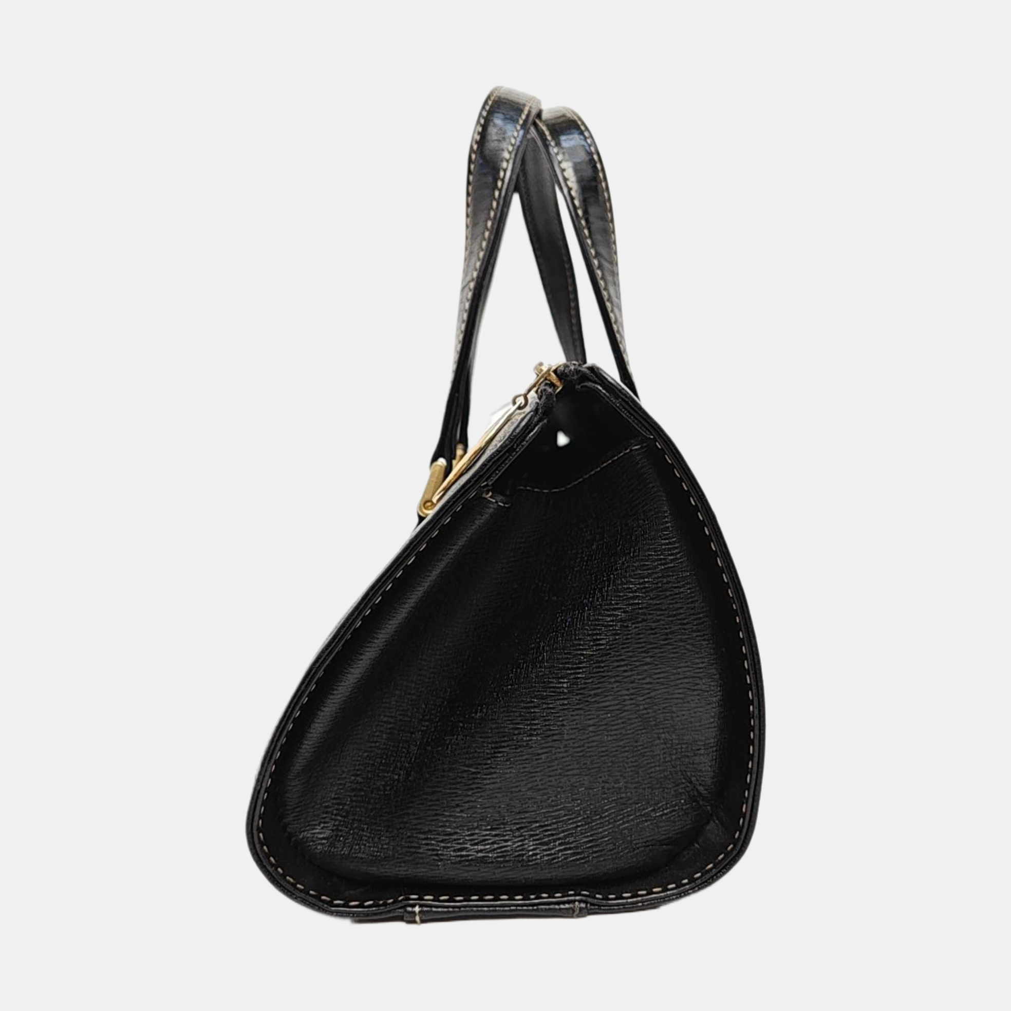 Calfskin Top Handle Bag Black