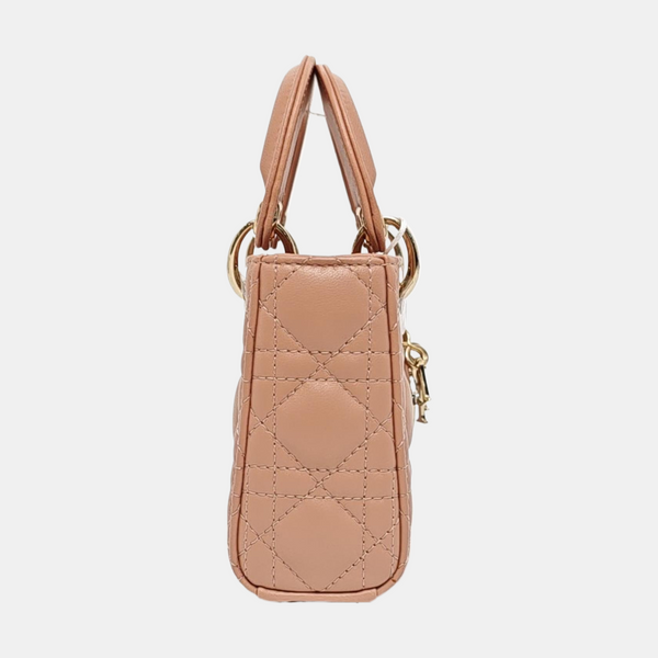 Lady Dior Super Mini Cannage Piel de Cordero Beige