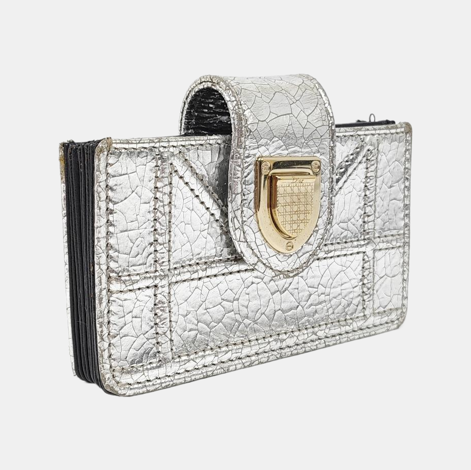Diorama Cannage Calfskin Silver Wallet