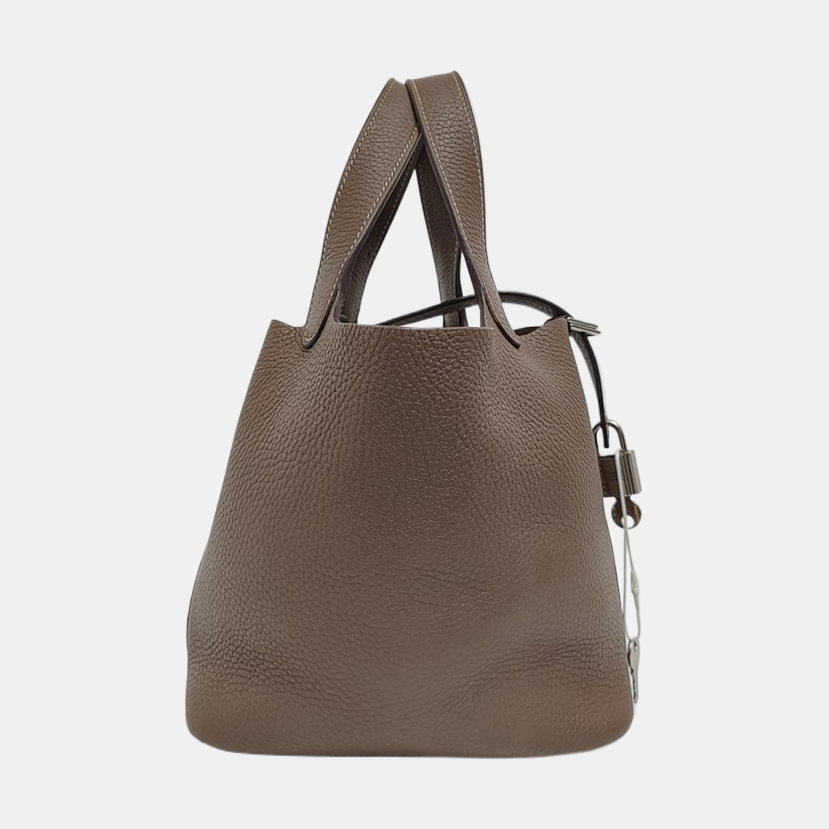 Authenticated pre-owned  Picotin Lock 18 Clemence Grey - Bucket Bag at Looply