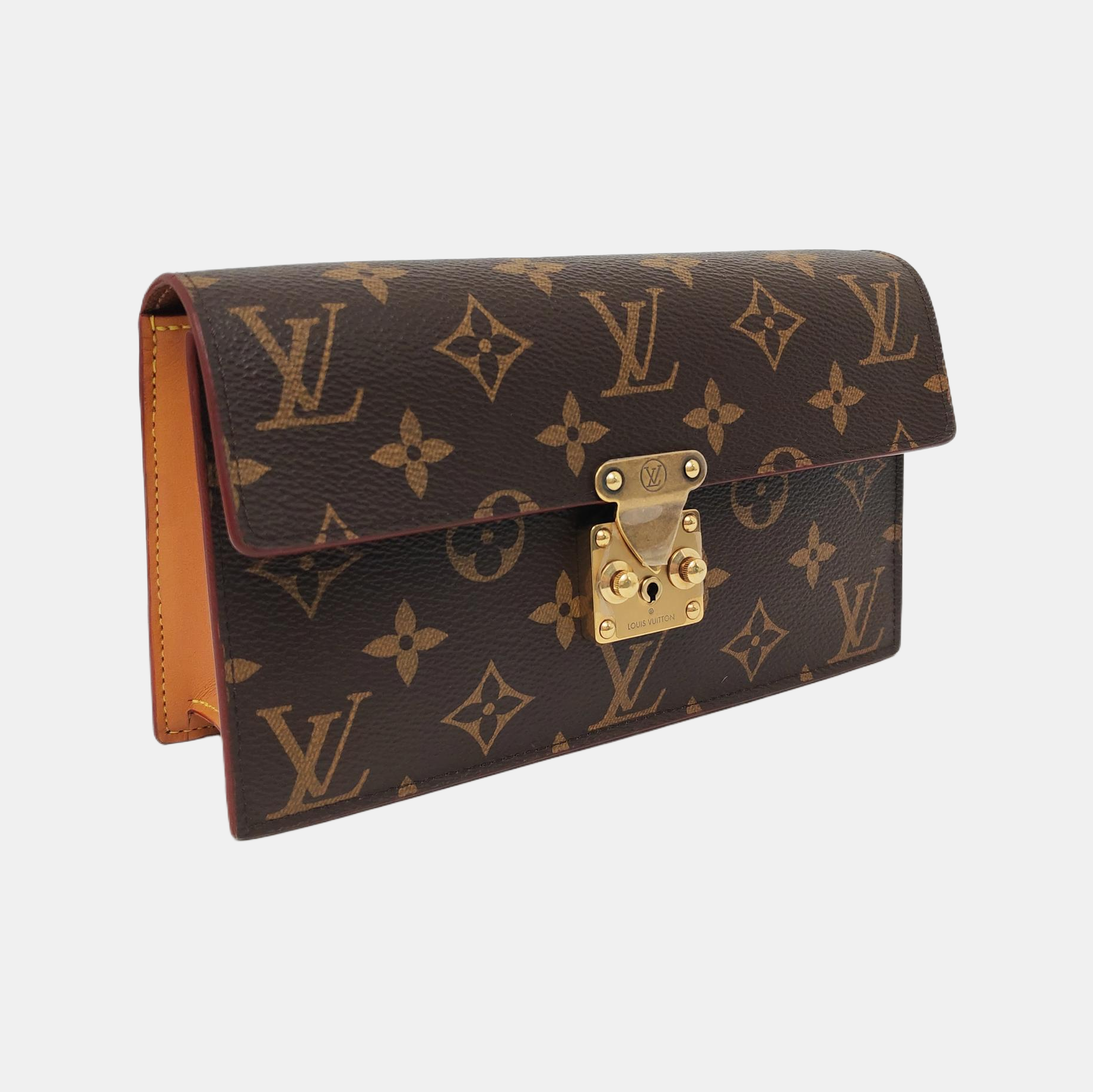 S LOCK Monogram Coated Canvas Brown