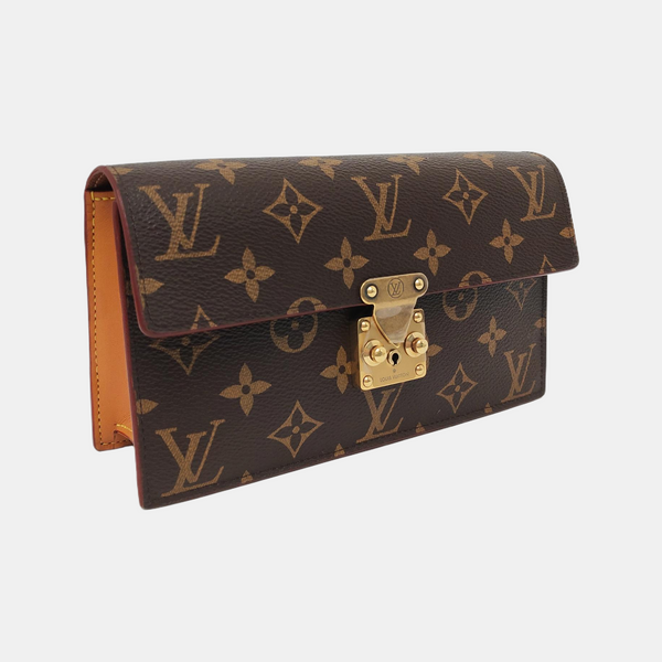 S LOCK Monogram Coated Canvas Brown