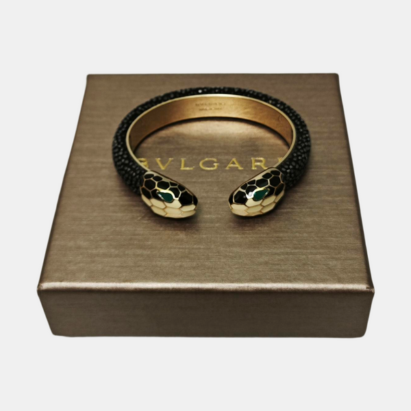 SERPENTI Brass Black Bangle