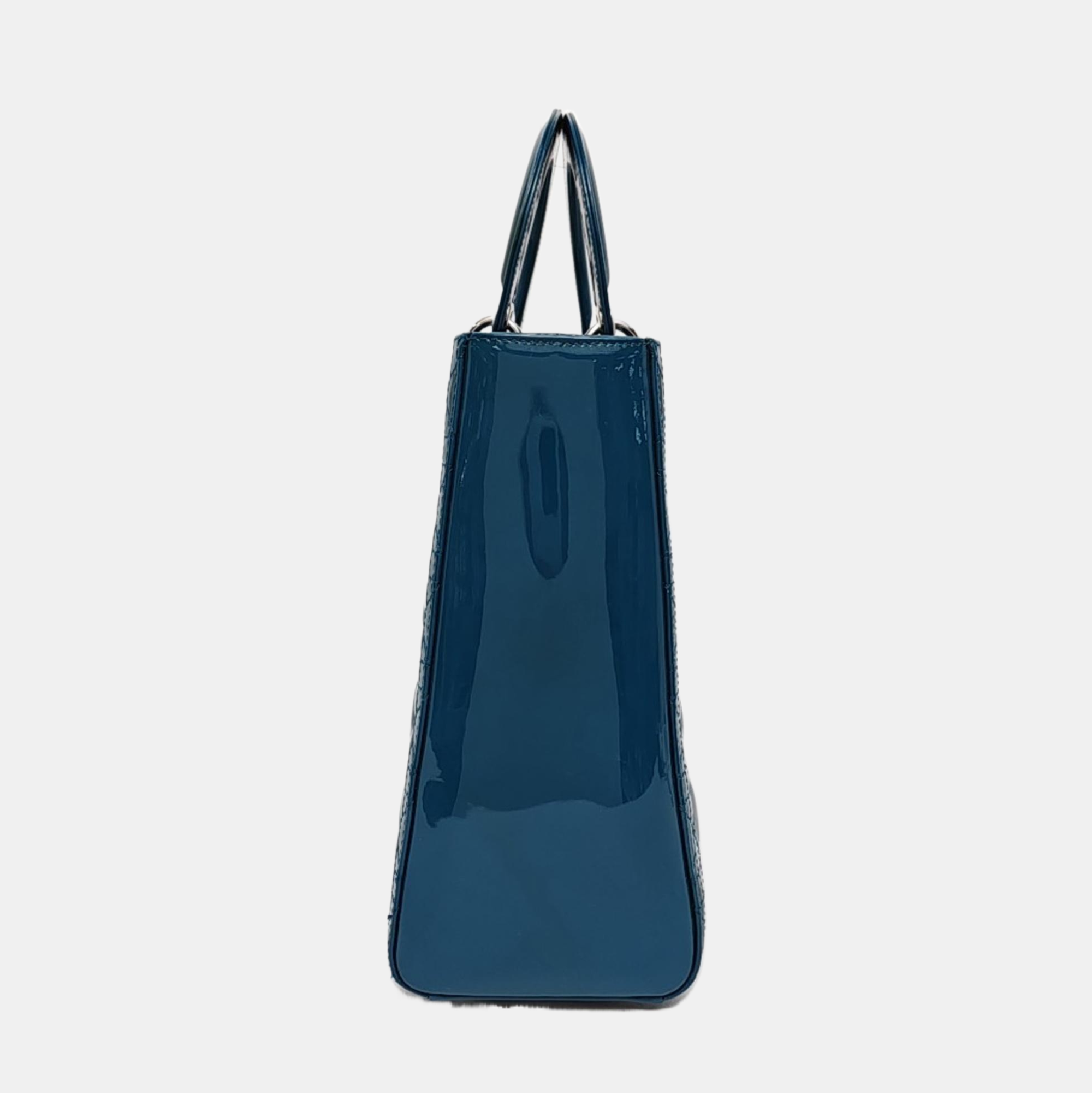 Lady Dior Large Cannage Patent Leather Blue
