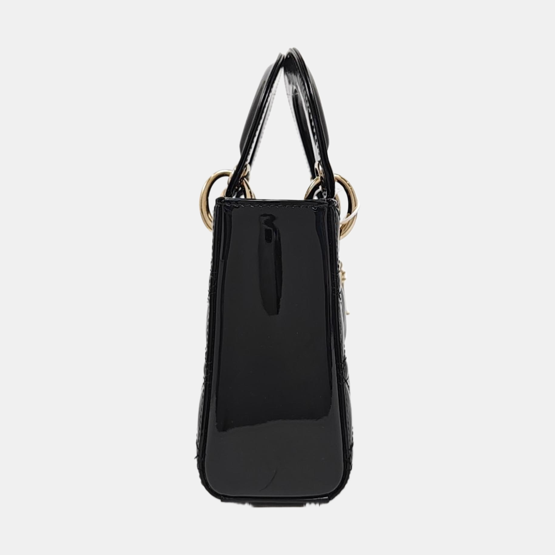 Lady Dior Mini Cannage Patent Leather Black