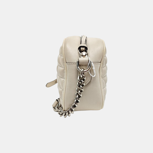 GG Marmont Small Quilted Calfskin White