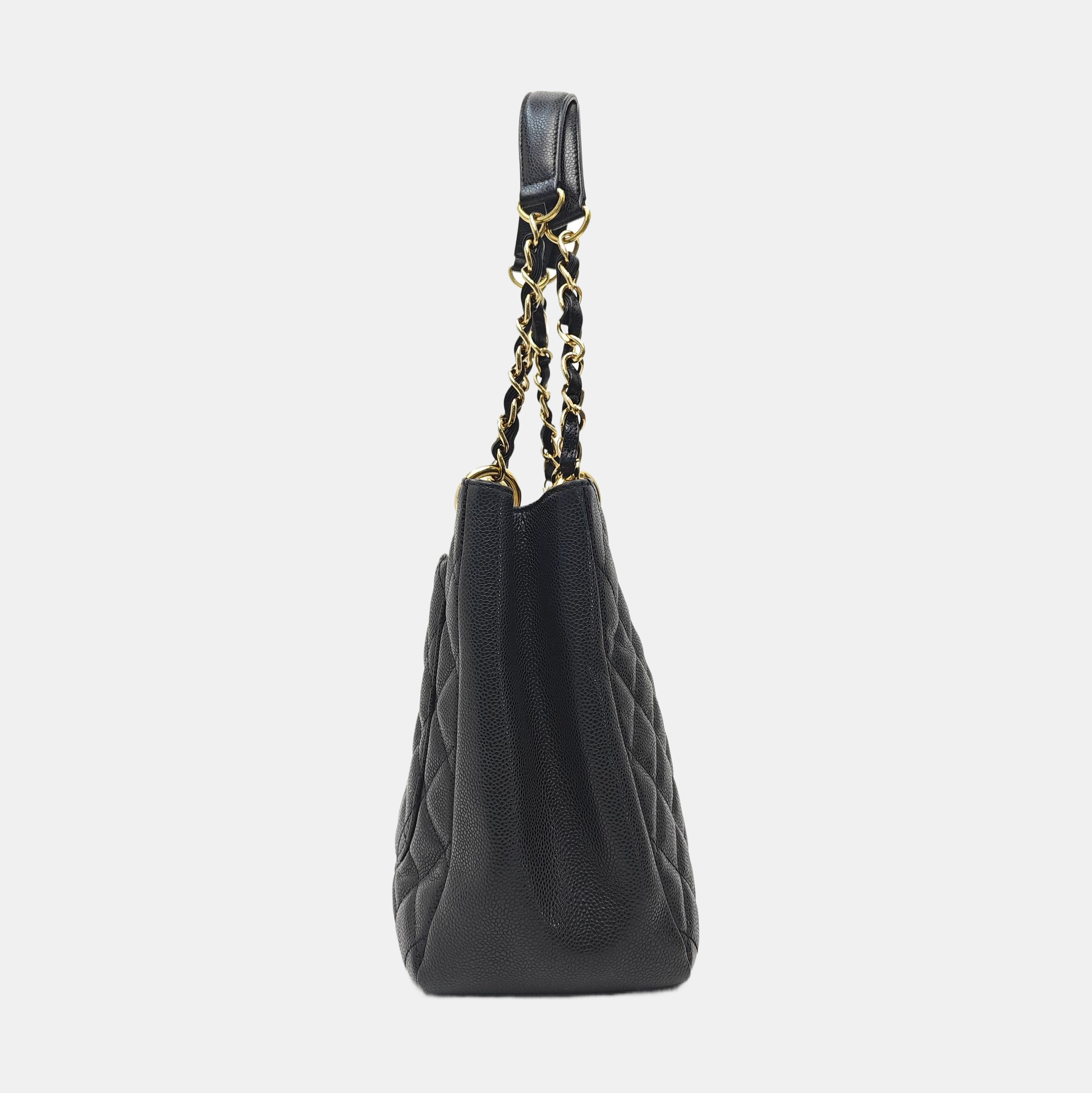CHANEL GST Large Quilted Grained Calfskin Black