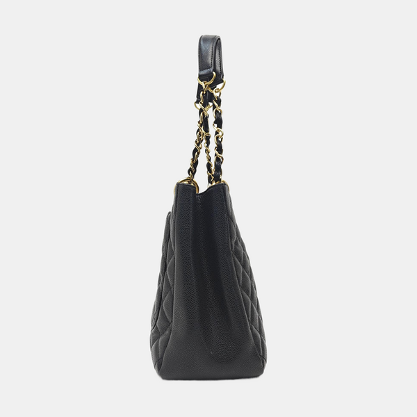 CHANEL GST Large Quilted Grained Calfskin Black