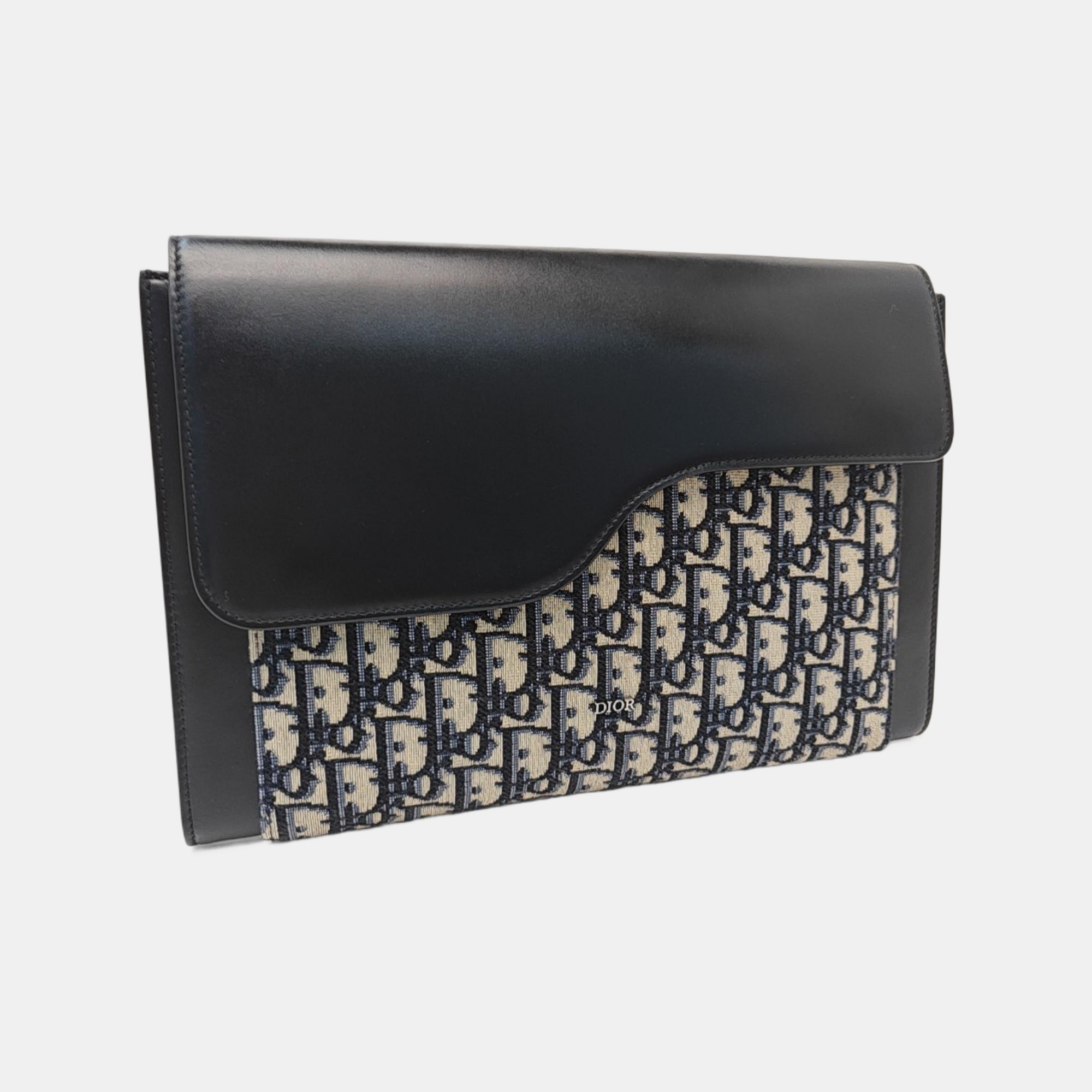 Oblique Canvas Clutch Blue