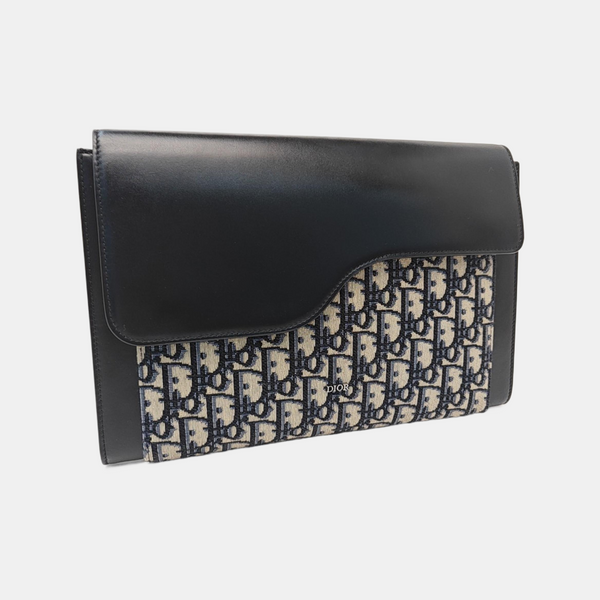 Oblique Canvas Clutch Blue