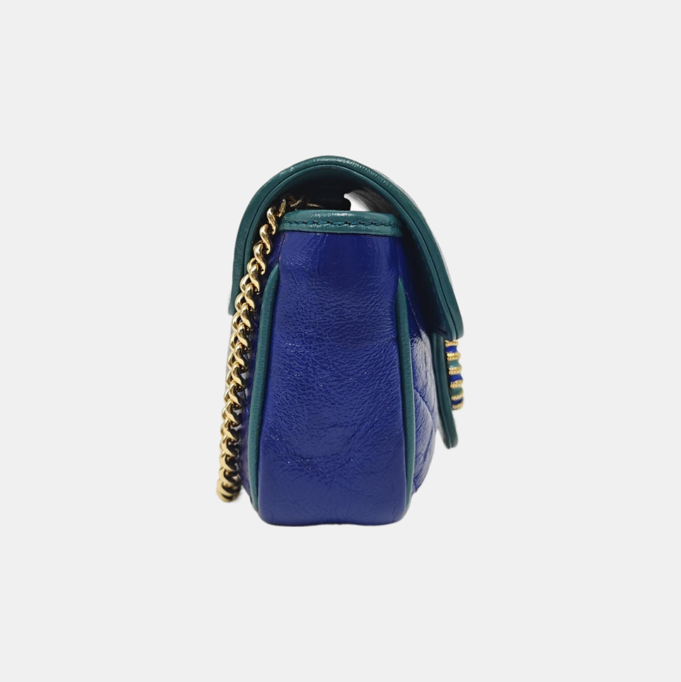 GG Marmont Super Mini Quilted Calfskin Blue