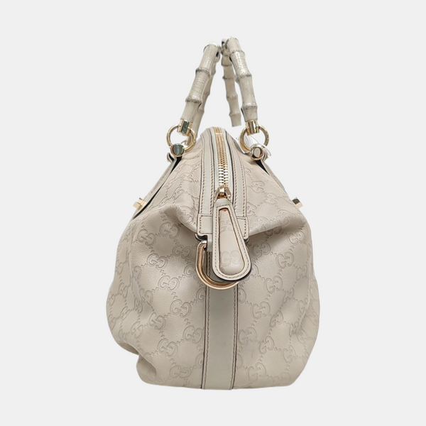 Monogram Calfskin Top Handle Bag White
