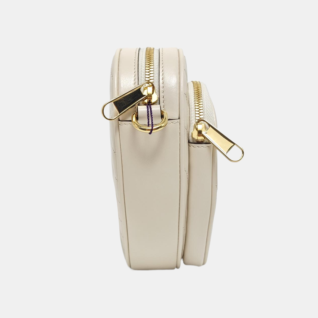 GG Marmont Small Quilted Calfskin White