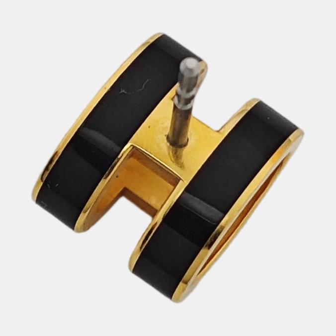 Pop H Metal Black Stud Earrings