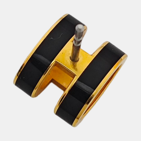 Pop H Metal Black Stud Earrings