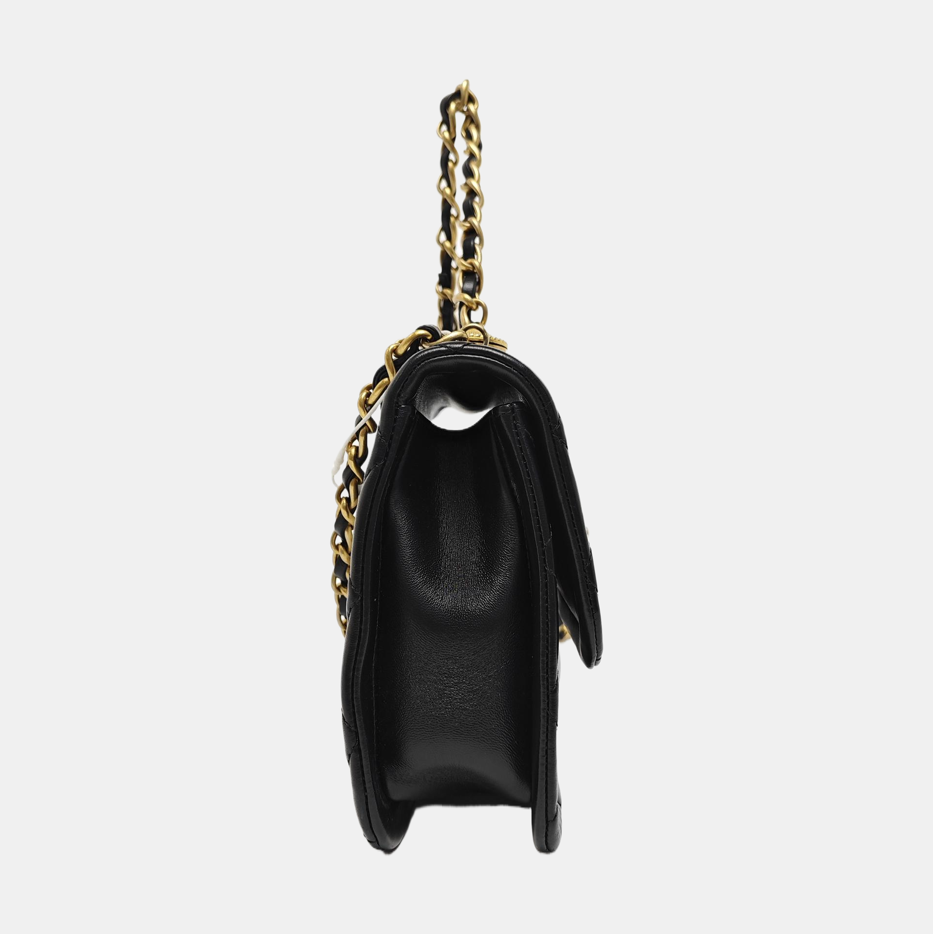 Quilted Lambskin Shoulder Bag Black