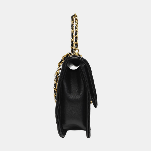 Quilted Lambskin Shoulder Bag Black
